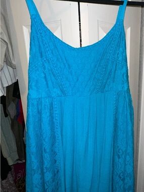 torrid Turquoise Lace-Trim Mini Dress